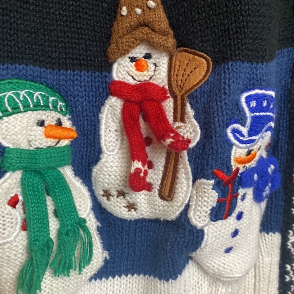 Christmas Snowman Colorblock Fuzzy Snowflake Sweater - Picture 5 of 14
